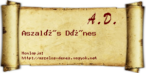 Aszalós Dénes névjegykártya